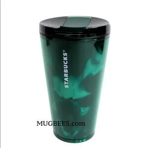Starbucks‎ Dark Green Swirl Reusable Tumbler Cold Cup - Size 16 oz